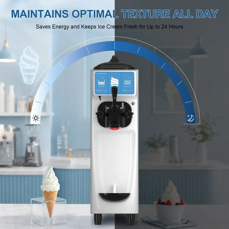GSEICE 1200W Countertop Ice Cream Maker Machine for Kitchens and Shops, Affordable Ice Cream Maker Machine with Quick Cooling and High Performance | ST16RELW