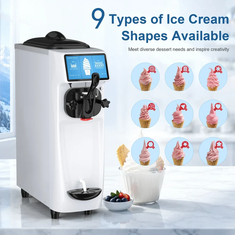 GSEICE 1200W Countertop Ice Cream Maker Machine for Kitchens and Shops, Affordable Ice Cream Maker Machine with Quick Cooling and High Performance | ST16RELW