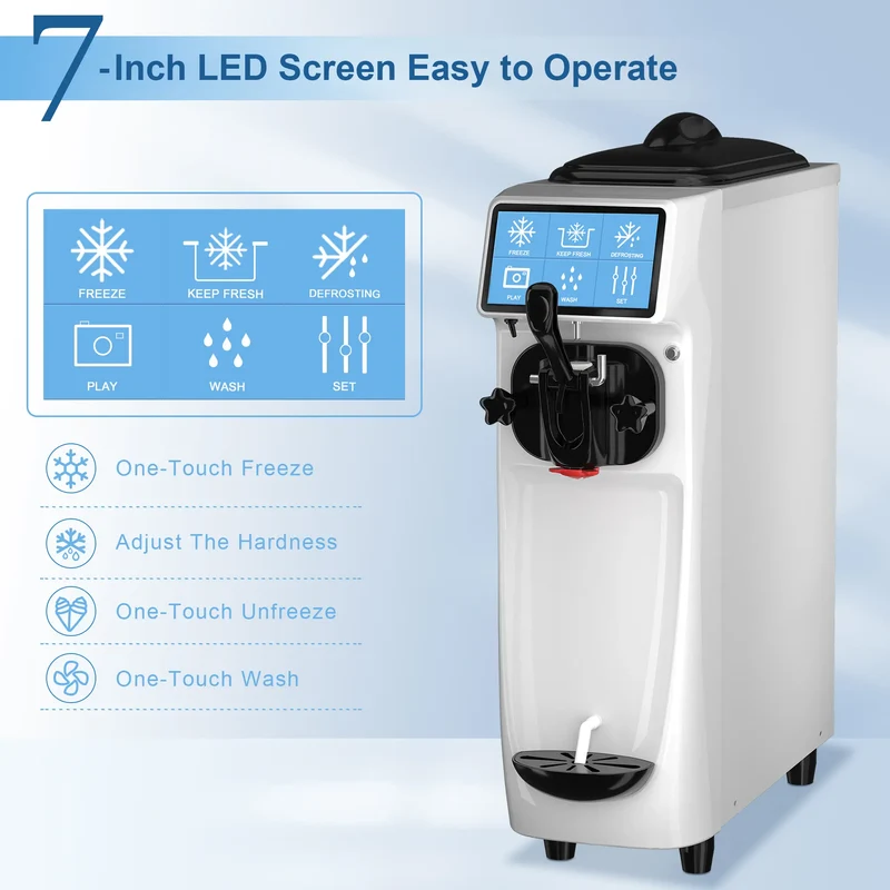 GSEICE 1200W Countertop Ice Cream Maker Machine for Kitchens and Shops, Affordable Ice Cream Maker Machine with Quick Cooling and High Performance | ST16RELW