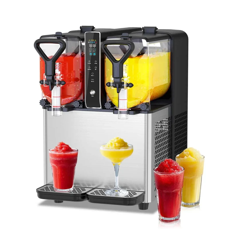 Fast-Cooling Slushy Machine, 2x1.05Gal/3x1.05Gal Frozen Drink machine for Cocktails and Juice Drinks- No Ice Needed, Margarita Maker with Easy-Clean Food-Grade PC Containers for Parties | RLC4*2/RLC4*3