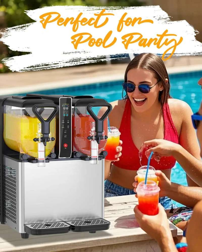 Fast-Cooling Slushy Machine, 2x1.05Gal/3x1.05Gal Frozen Drink machine for Cocktails and Juice Drinks- No Ice Needed, Margarita Maker with Easy-Clean Food-Grade PC Containers for Parties | RLC4*2/RLC4*3