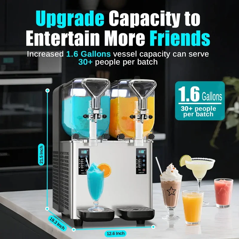 GSEICE RLZ4*2 /RLZ4*3 Best Home slushy maker, slushy maker for Home and Business, 500W High Power Ice-Free Margarita Slushy Machine for Parties