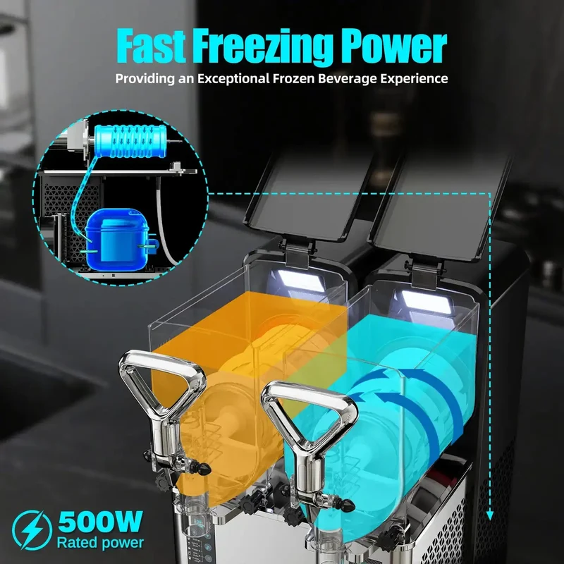 GSEICE RLZ4*2 /RLZ4*3 Best Home slushy maker, slushy maker for Home and Business, 500W High Power Ice-Free Margarita Slushy Machine for Parties