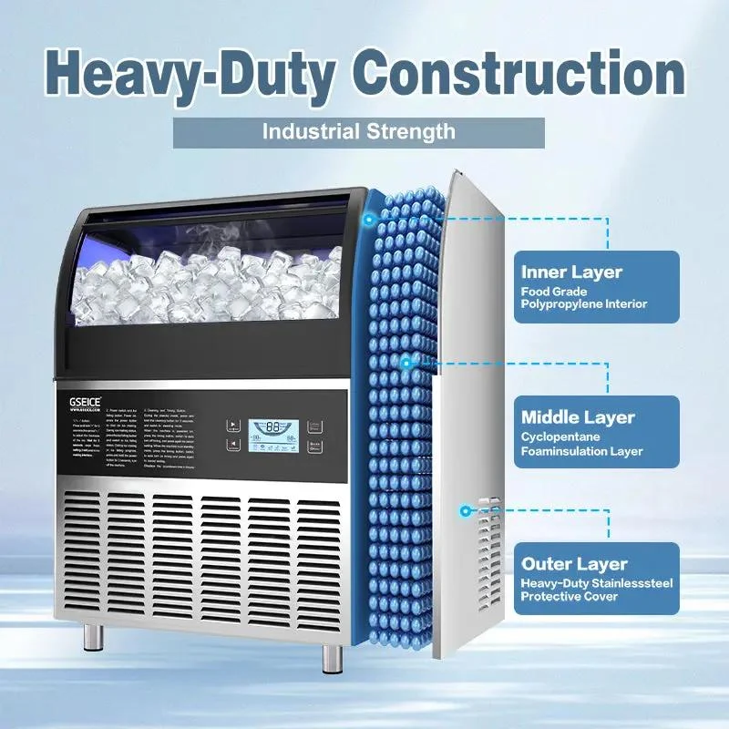 GSEICE ETL SY120 110V Commercial Ice Maker Machine 120LBS/24H, Ice Machine Built for Reliable Daily Ice Production