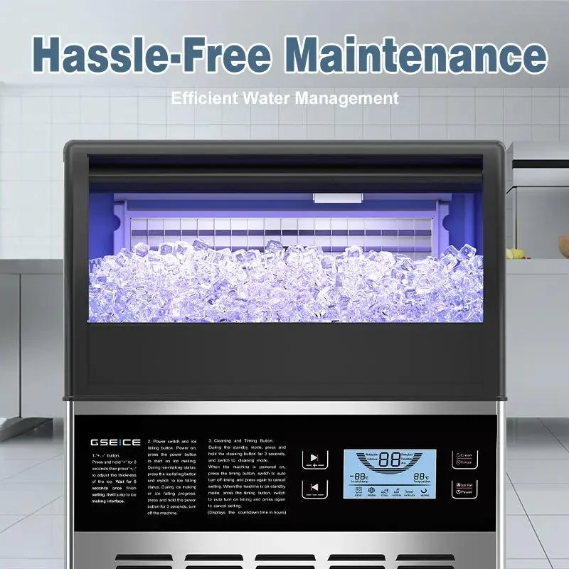GSEICE ETL SY120 110V Commercial Ice Maker Machine 120LBS/24H, Ice Machine Built for Reliable Daily Ice Production