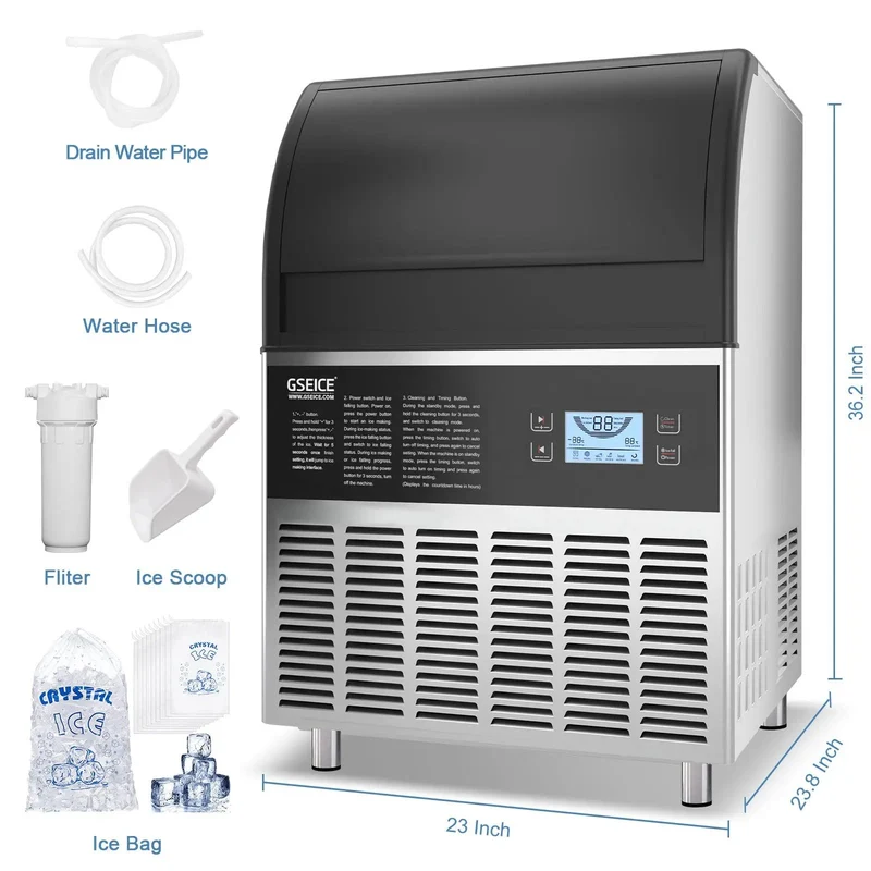 GSEICE ETL SY120 110V Commercial Ice Maker Machine 120LBS/24H, Ice Machine Built for Reliable Daily Ice Production