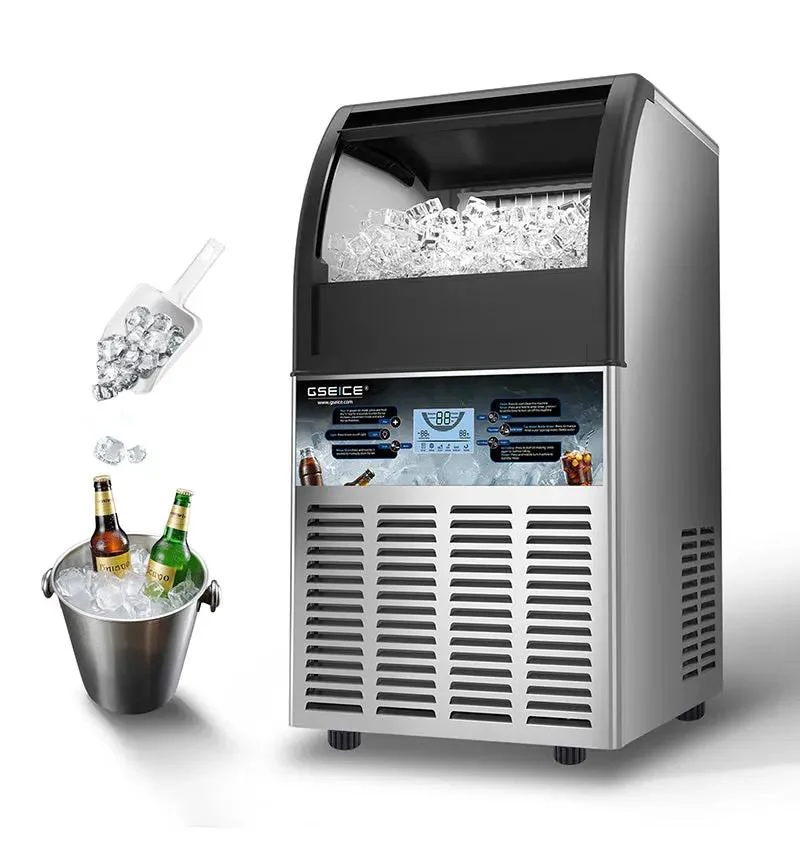 Commercial Ice Maker Machine, GSEICE SY80 110V Ice Maker Machine 80LBS/24H with 28LBS Bin, Stainless Steel Automatic Operation Under Counter Ice Machine