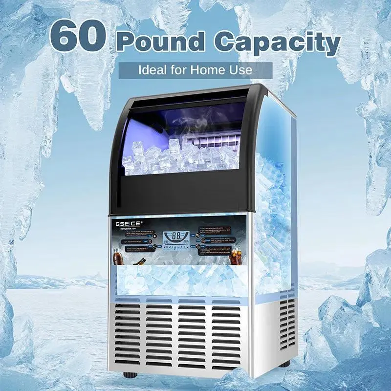 Commercial Ice Maker Machine, GSEICE SY80 110V Ice Maker Machine 80LBS/24H with 28LBS Bin, Stainless Steel Automatic Operation Under Counter Ice Machine