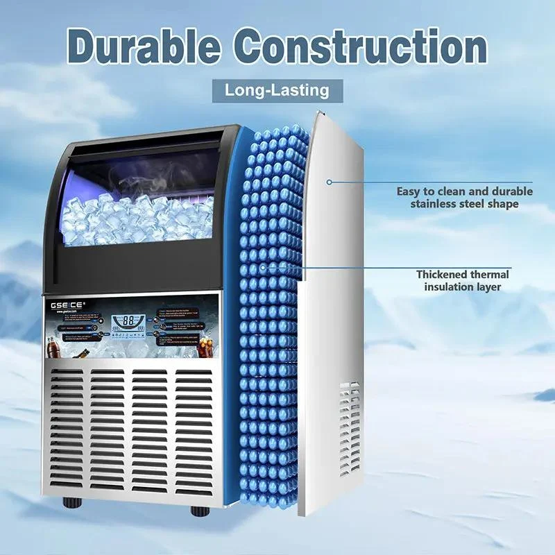 Commercial Ice Maker Machine, GSEICE SY80 110V Ice Maker Machine 80LBS/24H with 28LBS Bin, Stainless Steel Automatic Operation Under Counter Ice Machine