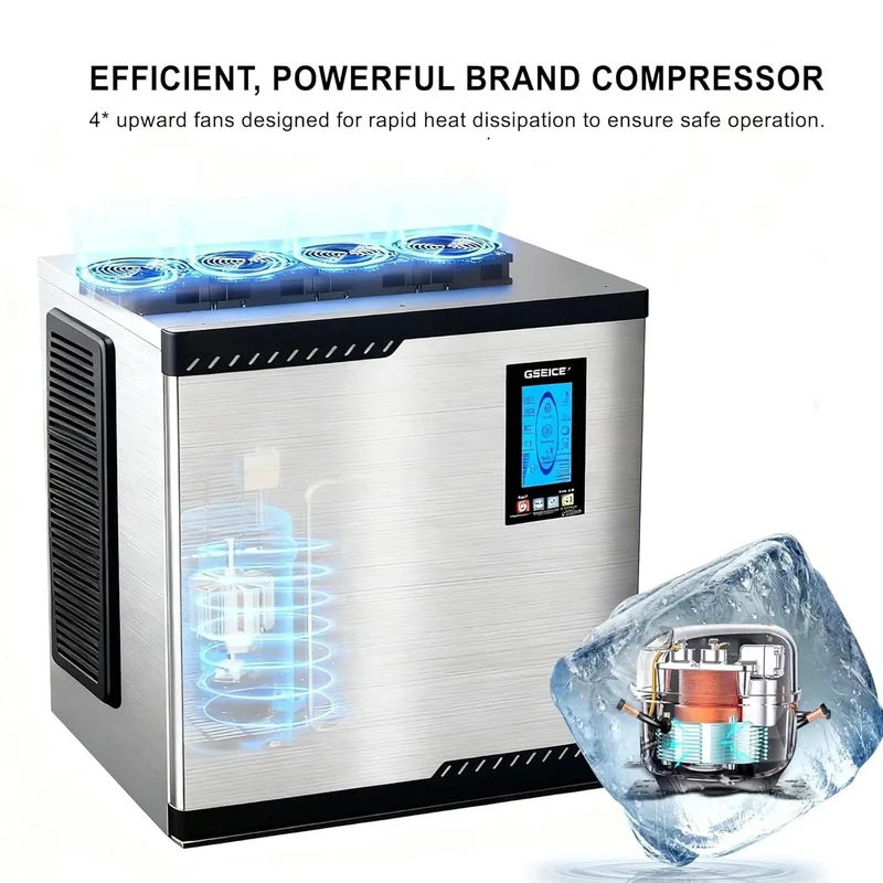 GSEICE BF400 Commercial Ice Machines 500lbs/24H with 300lbs Ice bin, ETL Industrial Cube Ice Maker Machine, Powerful Compressor, Timer&Self-Cleaning, DOE&CEC Energy-efficient
