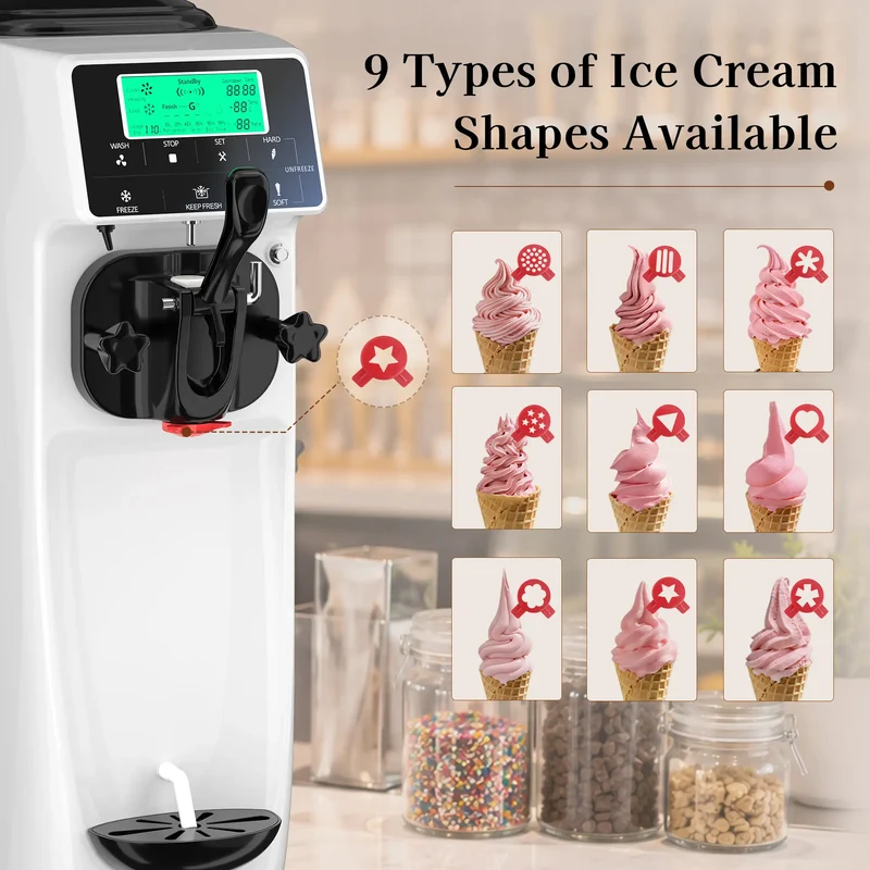 GSEICE Soft Serve Ice Cream Machine, 1050W Ice Cream Machine for Commercial and Home Use | ST16RE