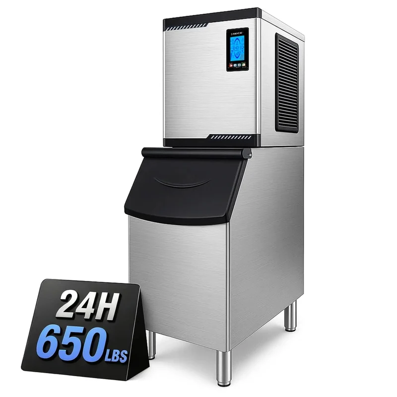 GSEICE BF500 Commercial Ice Maker Machine for Southern Restaurant, ETL Ice Machine for Hotel, Ice Maker for Bar Cafe Shop Chains, 650lbs/24H, 350lbs Ice Storage, DOE&CEC Energy-efficient,48 Hours Timer, Self-Cleaning