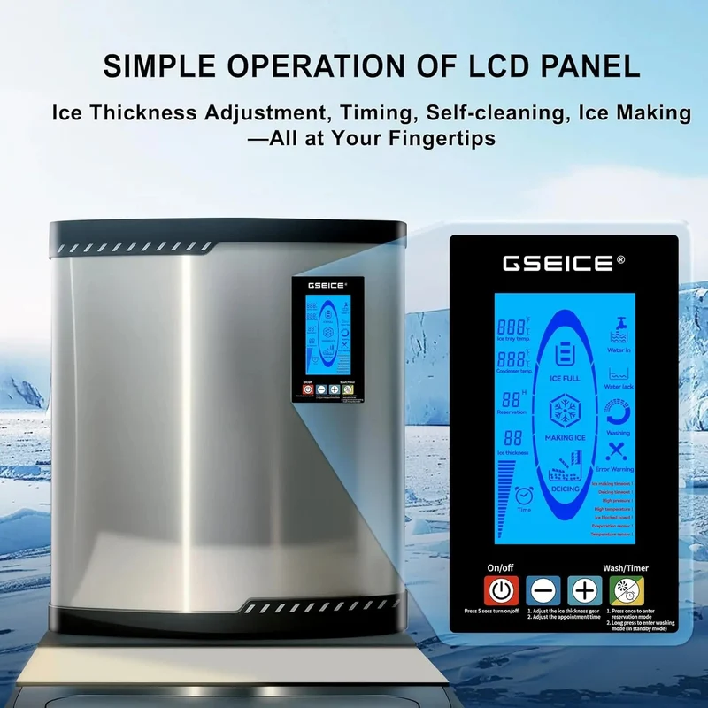 GSEICE BF500 Commercial Ice Maker Machine for Southern Restaurant, ETL Ice Machine for Hotel, Ice Maker for Bar Cafe Shop Chains, 650lbs/24H, 350lbs Ice Storage, DOE&CEC Energy-efficient,48 Hours Timer, Self-Cleaning