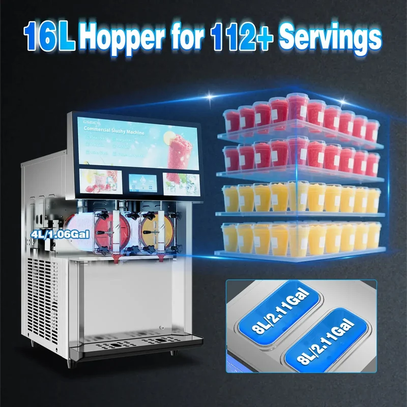 GSEICE Professional Efficient Commercial Margarita Slushie Machine for Restaurants, Hotels, Bars