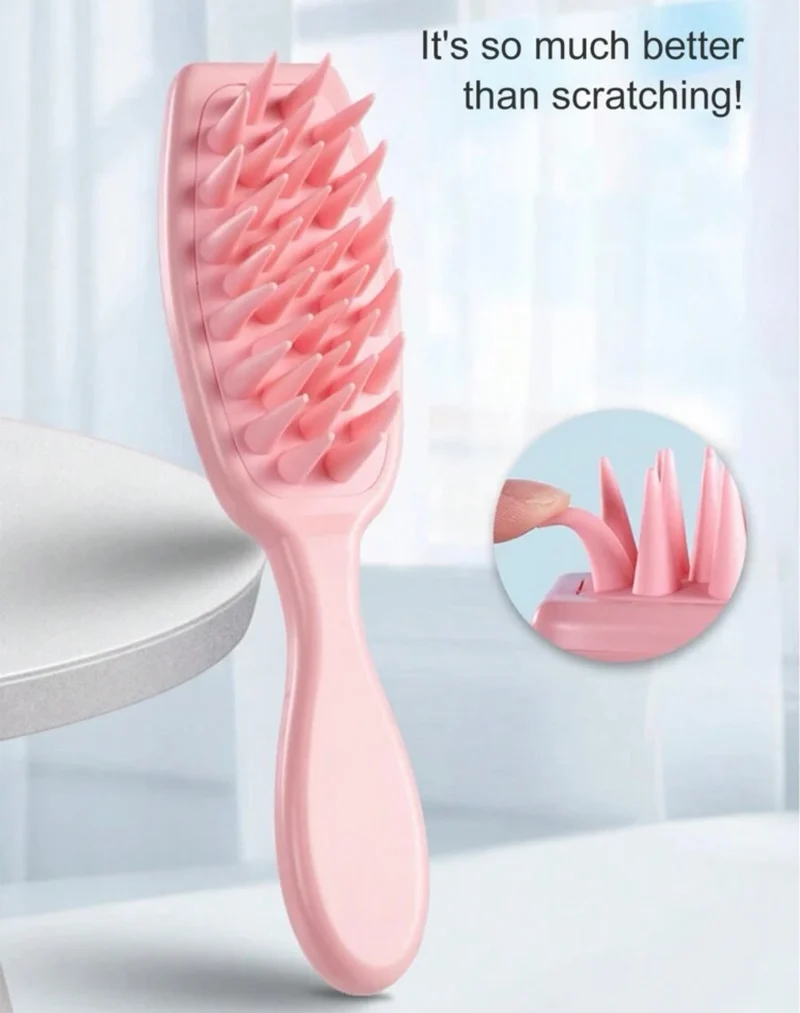 Long handle silicone scalp massager