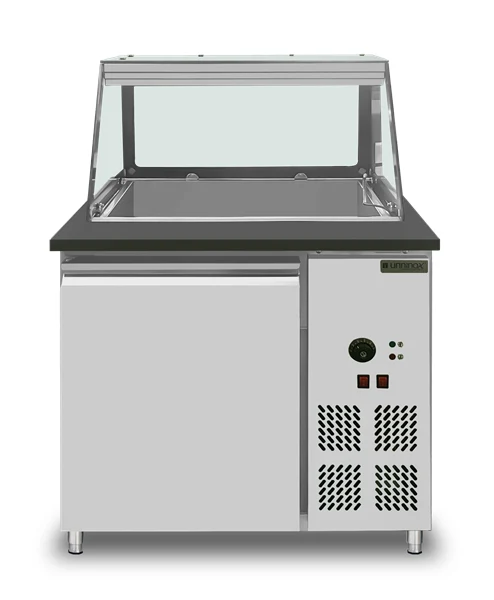Comptoir bain-marie plan granit - 2 x GN 1/1 - 2,4 kW - L 830 x P 820 x H 855 mm - Unninox