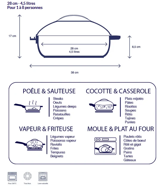 Fabuleuse 28 cm Cookut - La Poêle Polyvalente Inégalée