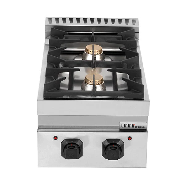 Fourneau gaz à poser 2 feux vifs - 13 kW - L 400 x P 700 x H 300 mm - Unninox