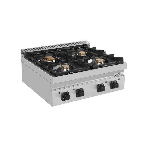 Fourneau gaz à poser 4 feux vifs - 28,5 kW - L 800 x P 700 x H 300 mm - Unninox