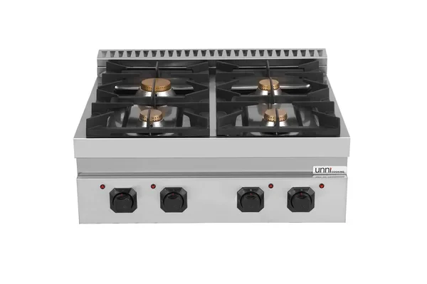 Fourneau gaz à poser 4 feux vifs - 28,5 kW - L 800 x P 700 x H 300 mm - Unninox