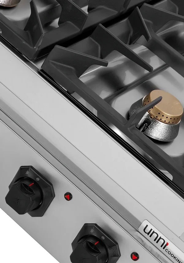 Fourneau gaz à poser 4 feux vifs - 28,5 kW - L 800 x P 700 x H 300 mm - Unninox