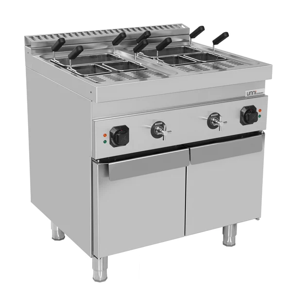 Cuiseur à pâtes électrique sur meuble 2 cuves 18 L - 18 kW - 400 V - L 800 x P 700 x H 850 mm - Unninox