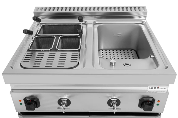 Cuiseur à pâtes électrique sur meuble 2 cuves 18 L - 18 kW - 400 V - L 800 x P 700 x H 850 mm - Unninox