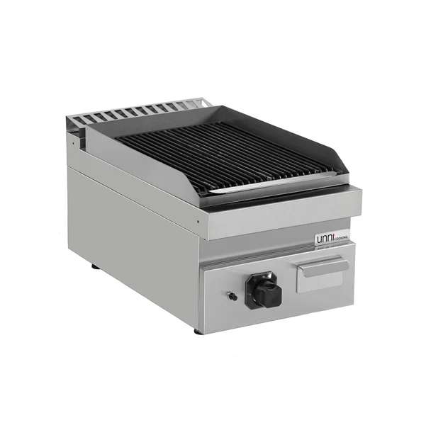 Grill pierre de lave gaz à poser - 9 kW - P 700 x H 300 mm - Unninox