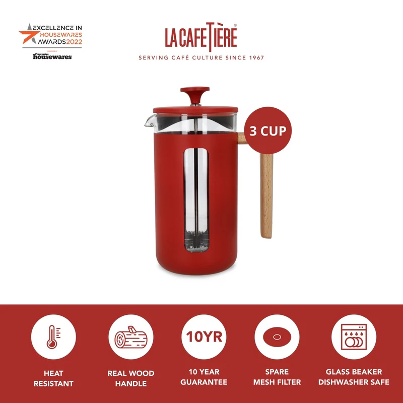 Cafetière à Piston PISA Rouge 3 Tasses – Kitchen Craft
