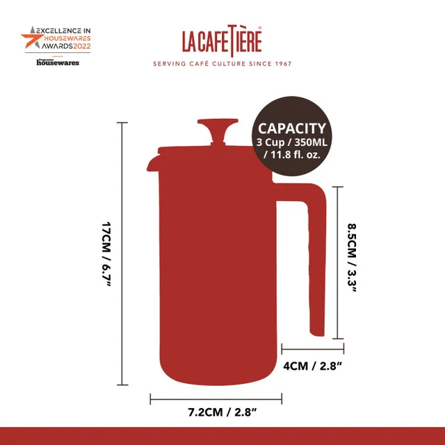 Cafetière à Piston PISA Rouge 3 Tasses – Kitchen Craft