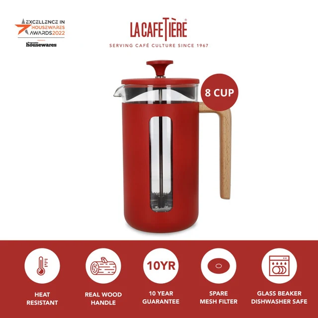 Cafetière à Piston PISA Rouge 8 Tasses – Kitchen Craft