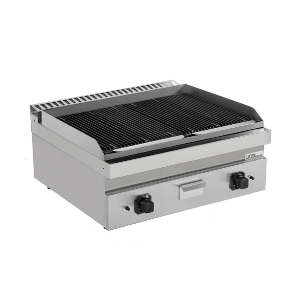 Grill pierre de lave gaz à poser - 18 kW - L 800 x P 700 x H 300 mm - Unninox