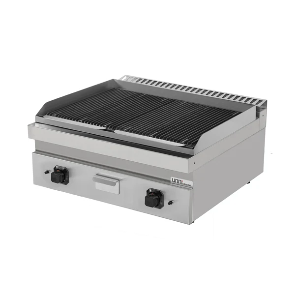 Grill pierre de lave gaz à poser - 18 kW - L 800 x P 700 x H 300 mm - Unninox
