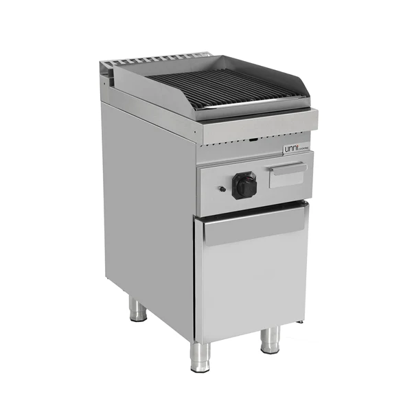 Grill pierre de lave gaz sur meuble - 9 kW - L 400 x P 700 x H 850 mm - Unninox