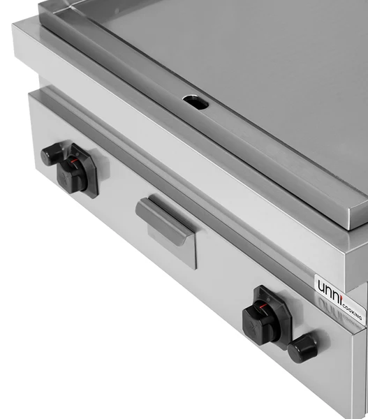 Plancha gaz à poser - plaque lisse - 13 kW - L 800 x P 700 x H 300 mm - Unninox