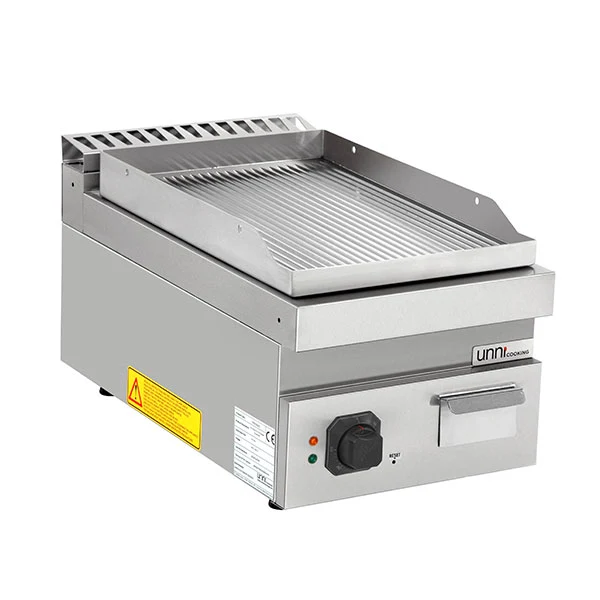 Plancha électrique à poser - plaque rainurée - 4,5 kW - L 400 x P 700 x H 300 mm - Unninox