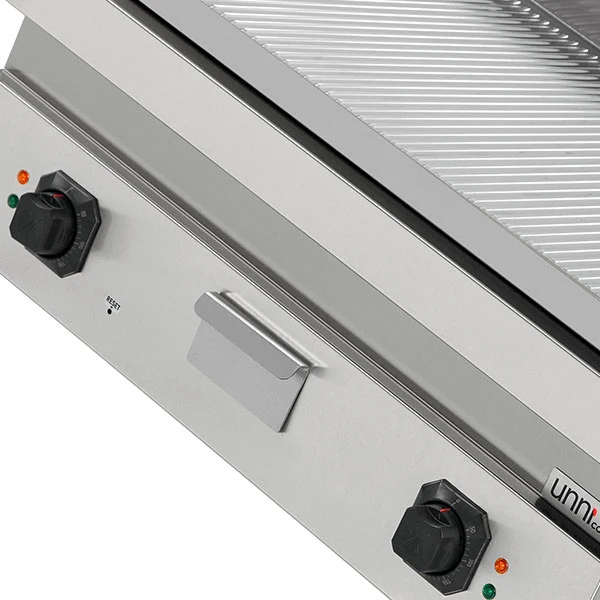 Plancha électrique à poser 2 zones - plaque rainurée - 9 kW - L 800 x P 700 x H 300 mm - Unninox