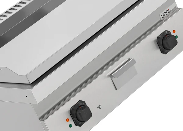 Plancha électrique à poser 2 zones - plaque chromée - 9 kW - L 800 x P 700 x H 300 mm - Unninox