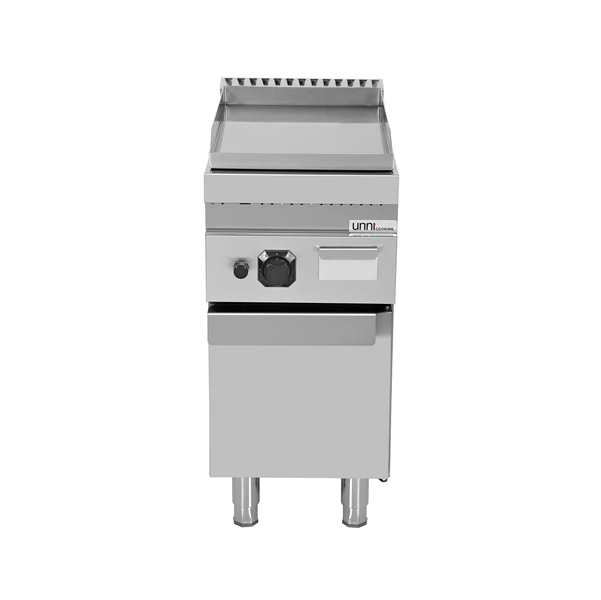 Plancha gaz sur meuble - plaque lisse - 6,5 kW - L 400 x P 700 x H 850 mm - Unninox