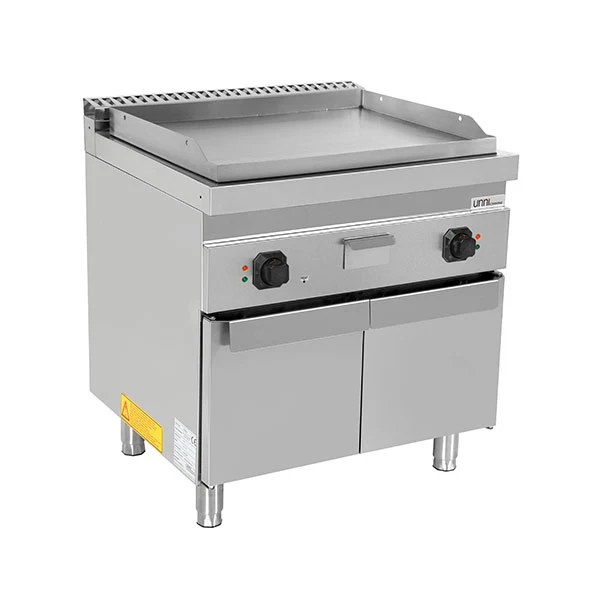 Plancha électrique sur meuble inox lisse - L 800 x P 700 x H 850/900 mm - 9 kW - Unninox