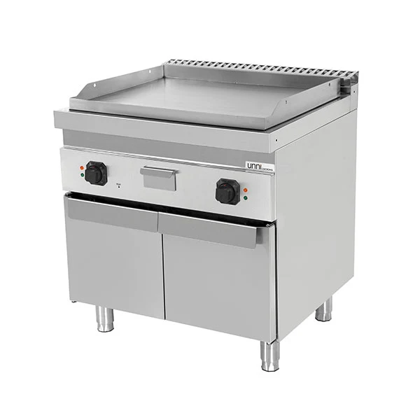 Plancha électrique sur meuble inox lisse - L 800 x P 700 x H 850/900 mm - 9 kW - Unninox