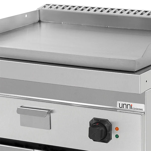 Plancha électrique sur meuble inox lisse - L 800 x P 700 x H 850/900 mm - 9 kW - Unninox