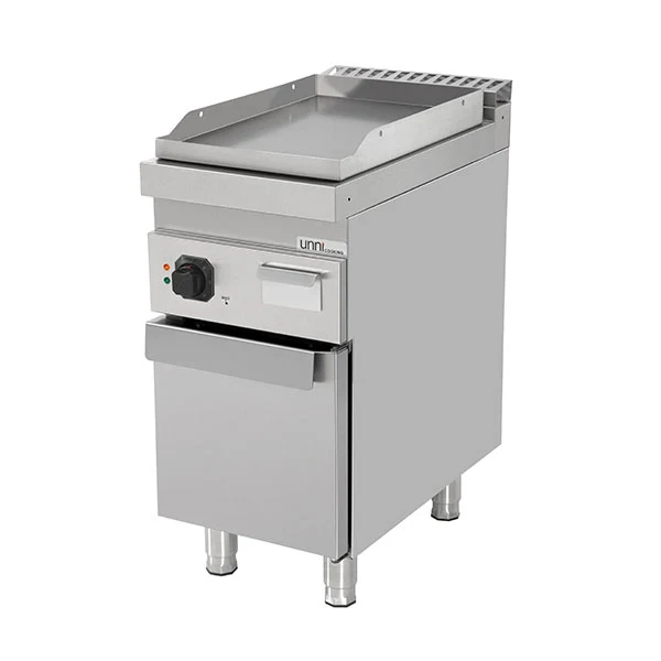 Plancha électrique sur meuble inox lisse - L 400 x P 700 x H 850/900 mm - 4,5 kW - Unninox