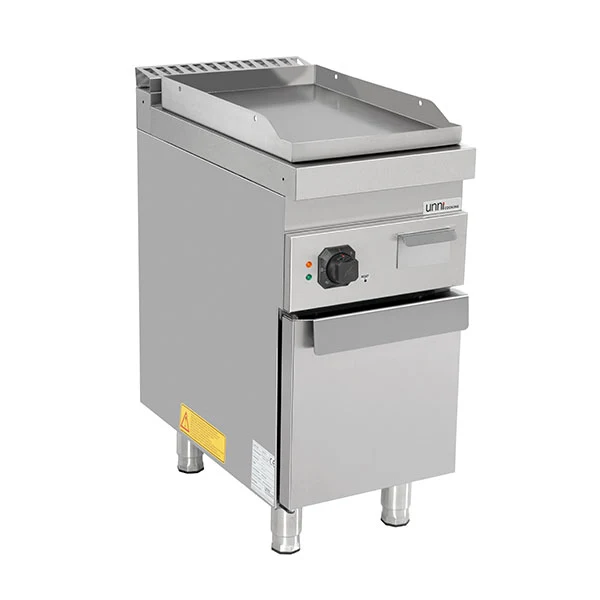 Plancha électrique sur meuble inox lisse - L 400 x P 700 x H 850/900 mm - 4,5 kW - Unninox