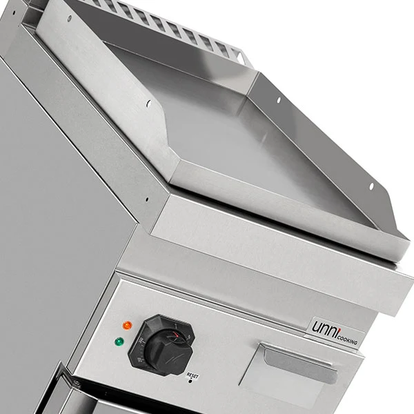 Plancha électrique sur meuble inox lisse - L 400 x P 700 x H 850/900 mm - 4,5 kW - Unninox