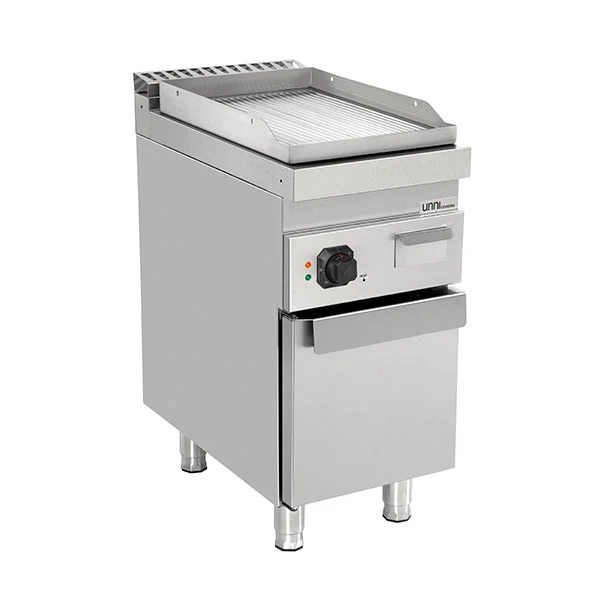 Plancha électrique sur meuble inox rainurée - L 400 x P 700 x H 850/900 mm - 4,5 kW - Unninox
