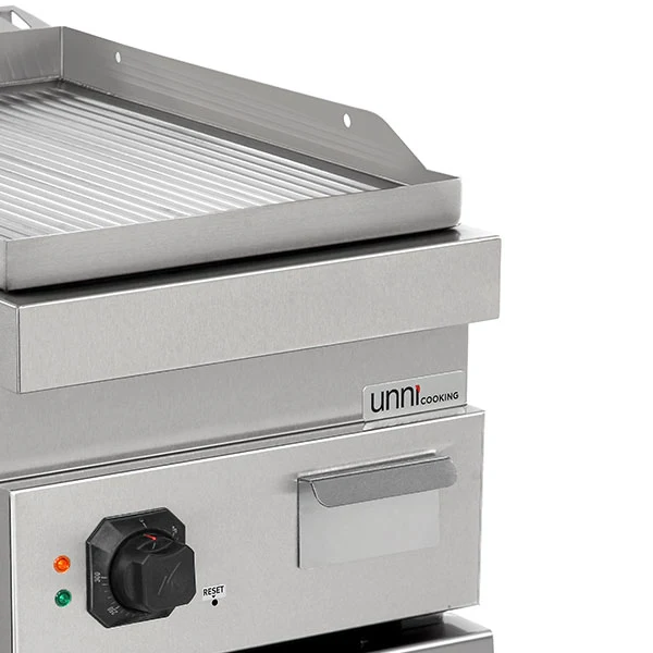 Plancha électrique sur meuble inox rainurée - L 400 x P 700 x H 850/900 mm - 4,5 kW - Unninox