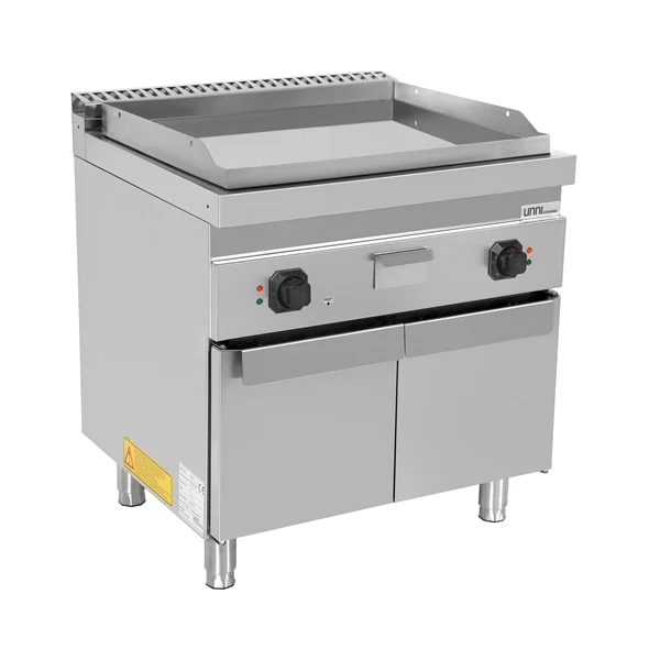 Plancha électrique sur meuble chromée lisse - L 800 x P 700 x H 850/900 mm - 9 kW - Unninox