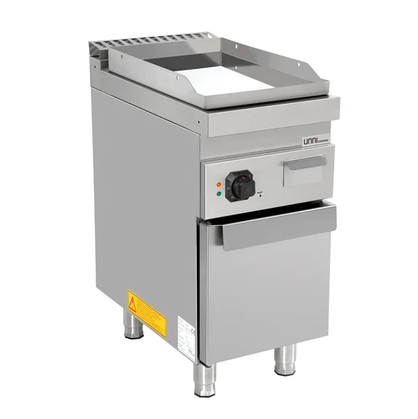 Plancha électrique sur meuble chromée lisse - L 400 x P 700 x H 850/900 mm - 4,5 kW - Unninox