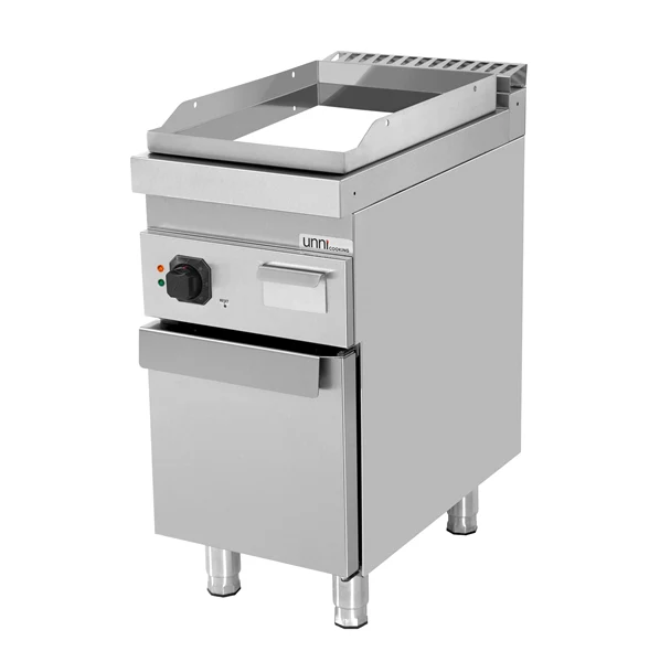 Plancha électrique sur meuble chromée lisse - L 400 x P 700 x H 850/900 mm - 4,5 kW - Unninox